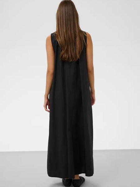 Black Ruched Neck Maxi Dress by Soaked