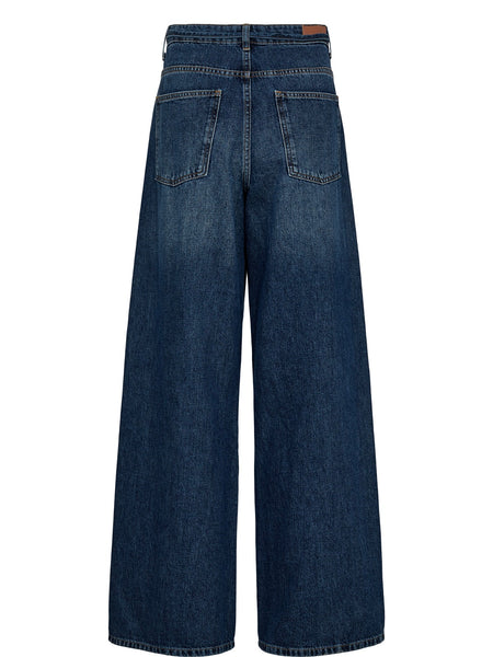 Dark Denim Wide Jean with Tie Detail by Nümph