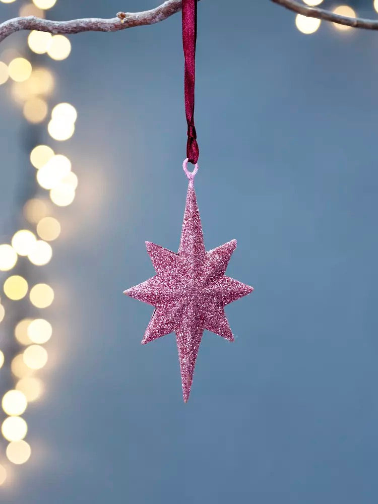 Pink Glitter Star Decoration