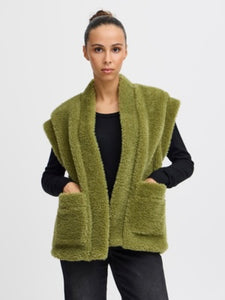 Olive Fleece Gilet Jacket by ICHI