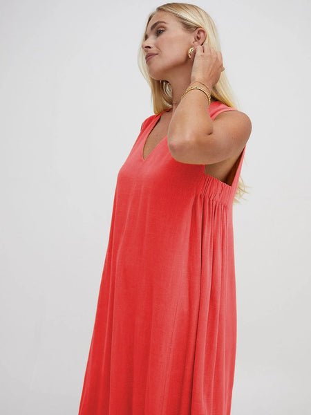 Coral Lottie Linen Mix  Dress By Fika