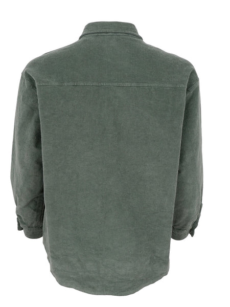 Moss Green Corduroy Over Shirt by Black Colour