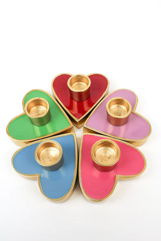 Assorted Enamel Heart Candle Stand by My Doris