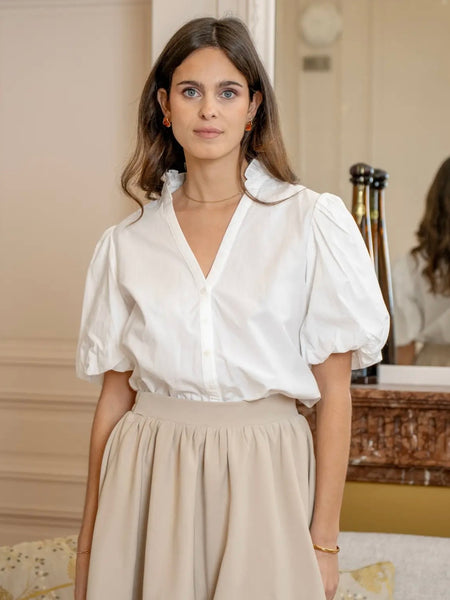 White Puff Sleeve Blouse by Lovie and Co