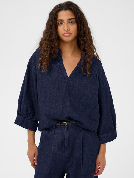 Dark Blue Denim Blouse By Soaked