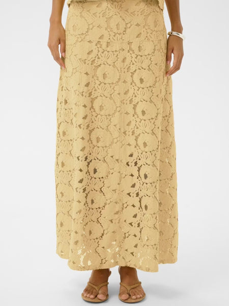 Yellow Lace Maxi Skirt By Soaked