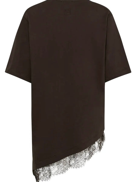 Chocolate Asymmetric Lace Tee By Soaked