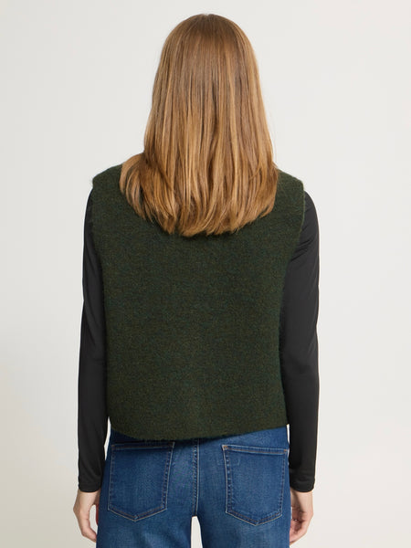 Moss Green Knit Waistcoat by Ichi