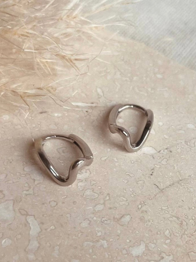 Silver Abstract Wave Hoops by Little Nell