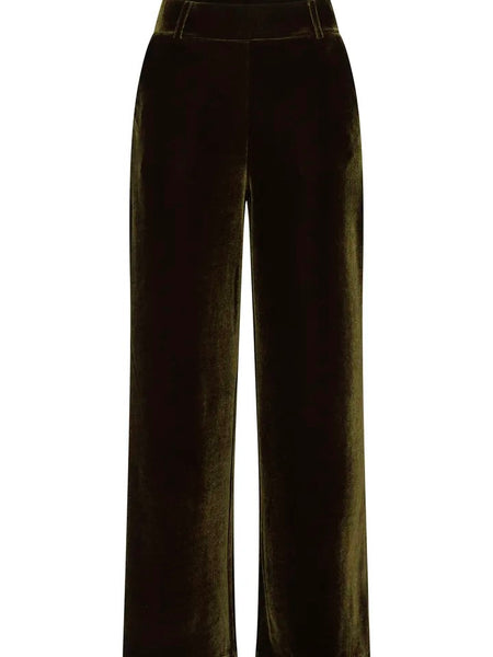 Olive Super Luxe Velvet Trousers By B.Young