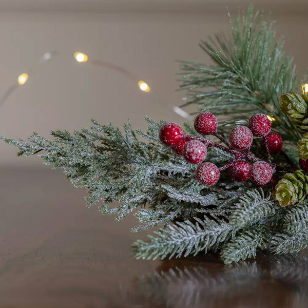 Foliage & Red Berry Snowy Sprig By Grand Illusions