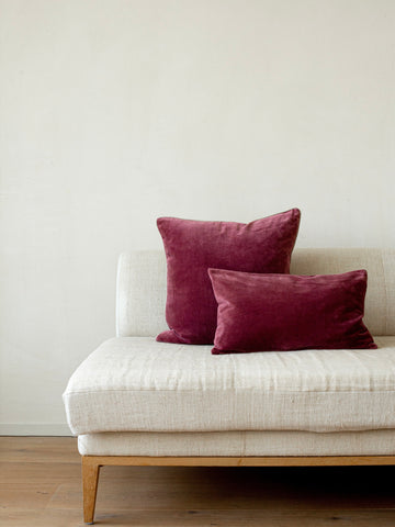 Misi Pomegranate Velvet Cushion Linen Back