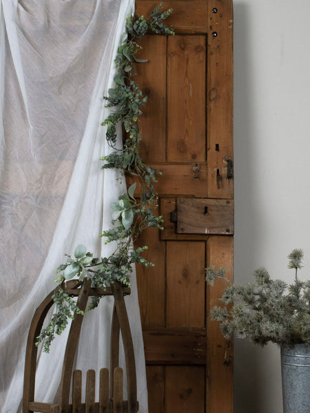 LED Winter Garland With Eucalyptus And Lambs Ear