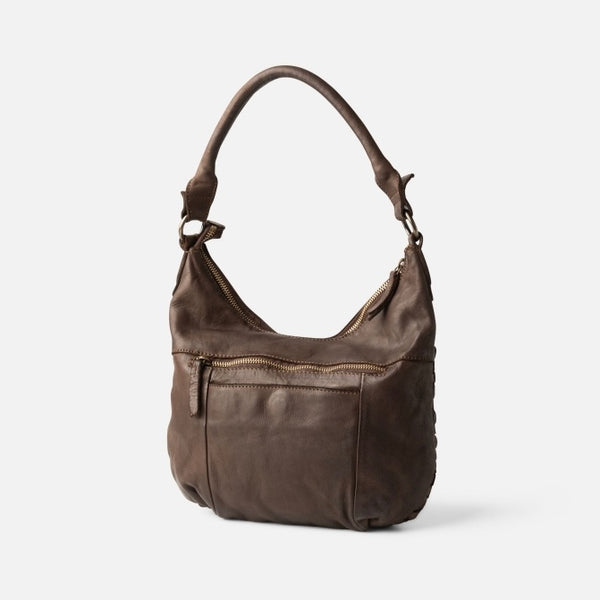 Chocolate Kansas Half Moon Woven Bag by Biba