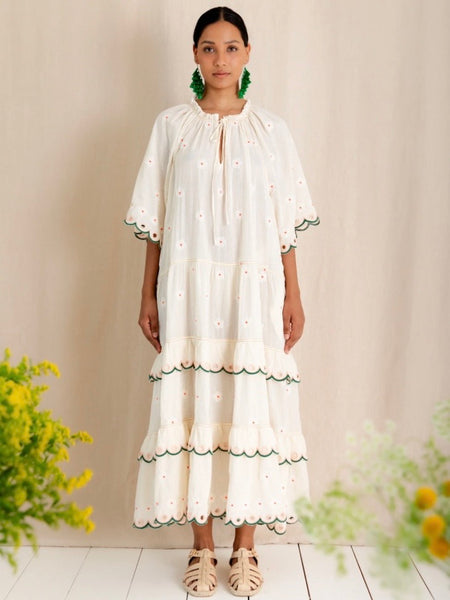 Cream Winona Flower Print Dress by Bonte