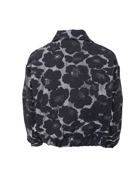 Silver Jacquard Bomber By Black Colour