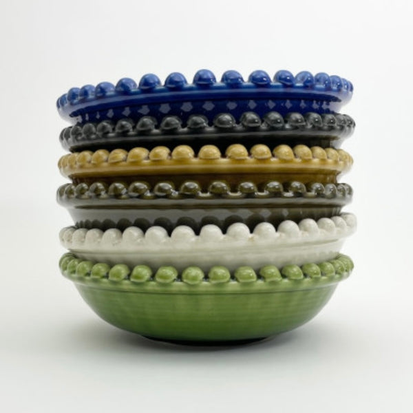 Vibrant Blue Pearl Bowl Medium