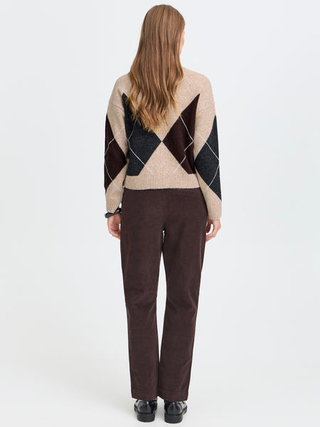 Beige Argyle Cardigan by B.Young