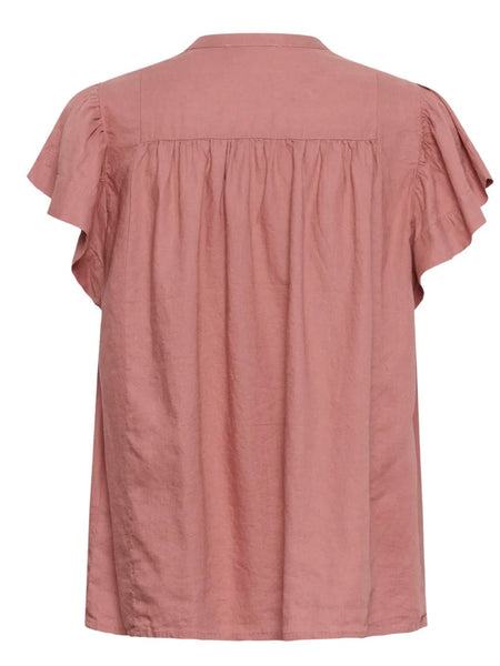 Rose Frill Sleeve Linen Mix Blouse By Soaked