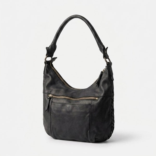 Black Kansas Half Moon Woven Bag by Biba