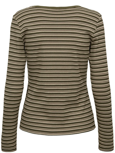 Olive Green Stripe Tshirt by Numph