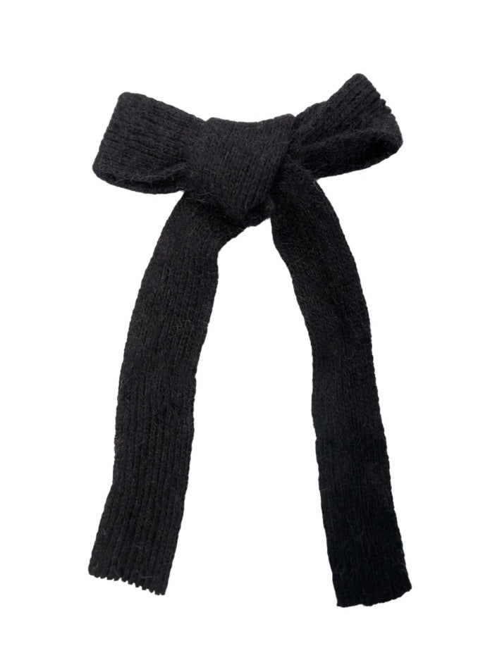 Black Knitted Bow Hairclip by Black Colour