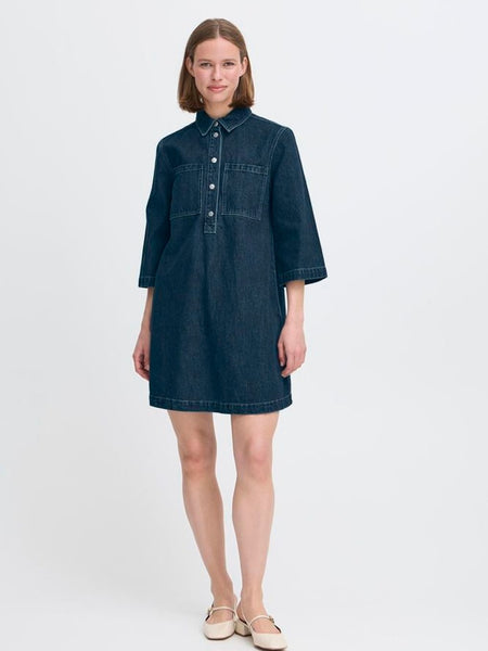 Dark Blue Denim A Line Dress by B Young