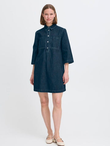 Dark Blue Denim A Line Dress by B Young