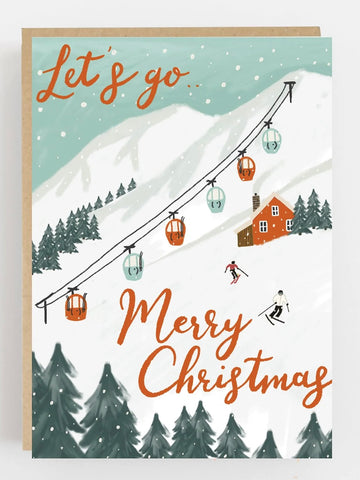 Lets Go Skiing Christmas Card by Lomond