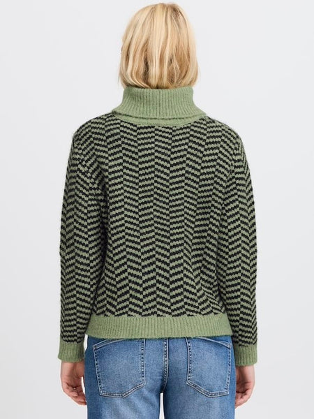 Green Zig Zag Polo Knit by ICHI