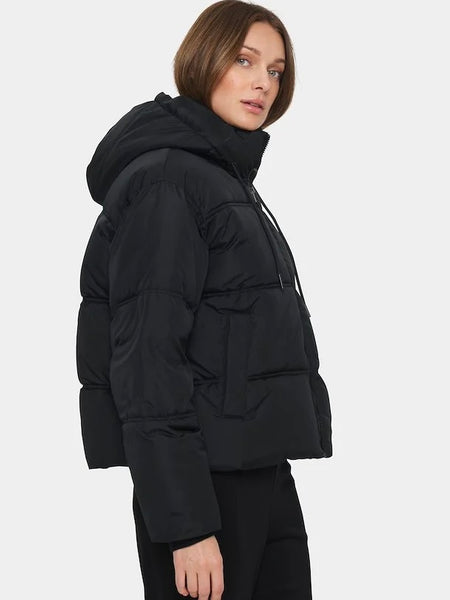 Black Boxy Puffer Jacket by Saint Tropez