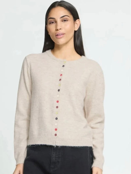 Ecru Multi Button Cardigan by Ichi