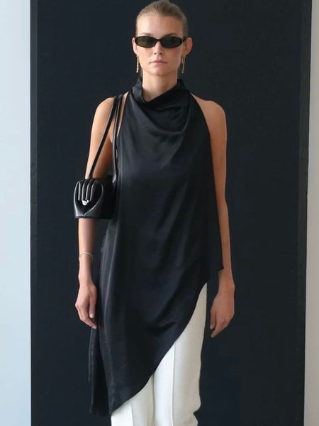 Black Drape Asymmetric Top by Soaked