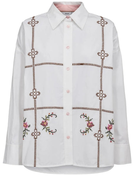 White Embroidered Cotton Shirt by Nümph