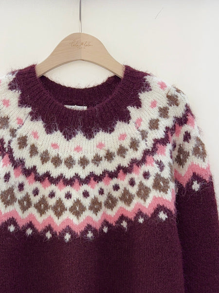 Burgundy Fair Isle Super Soft Jumper by Lili and Lala