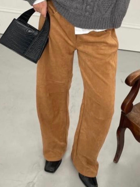 Camel Wide Leg Trousers