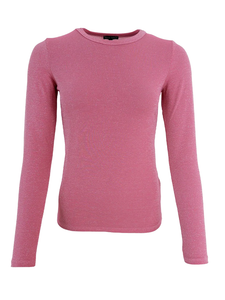 Pink Long Sleeve Lurex Tee by Black Colour