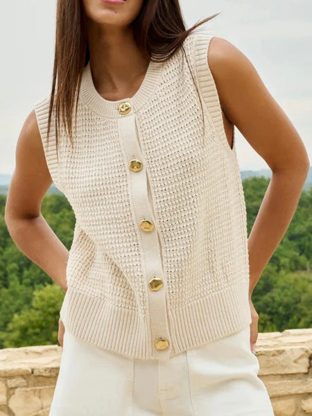 Cream Knitted Vest by Yaya