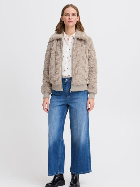 Mocha Teddy Bomber Jacket by B Young