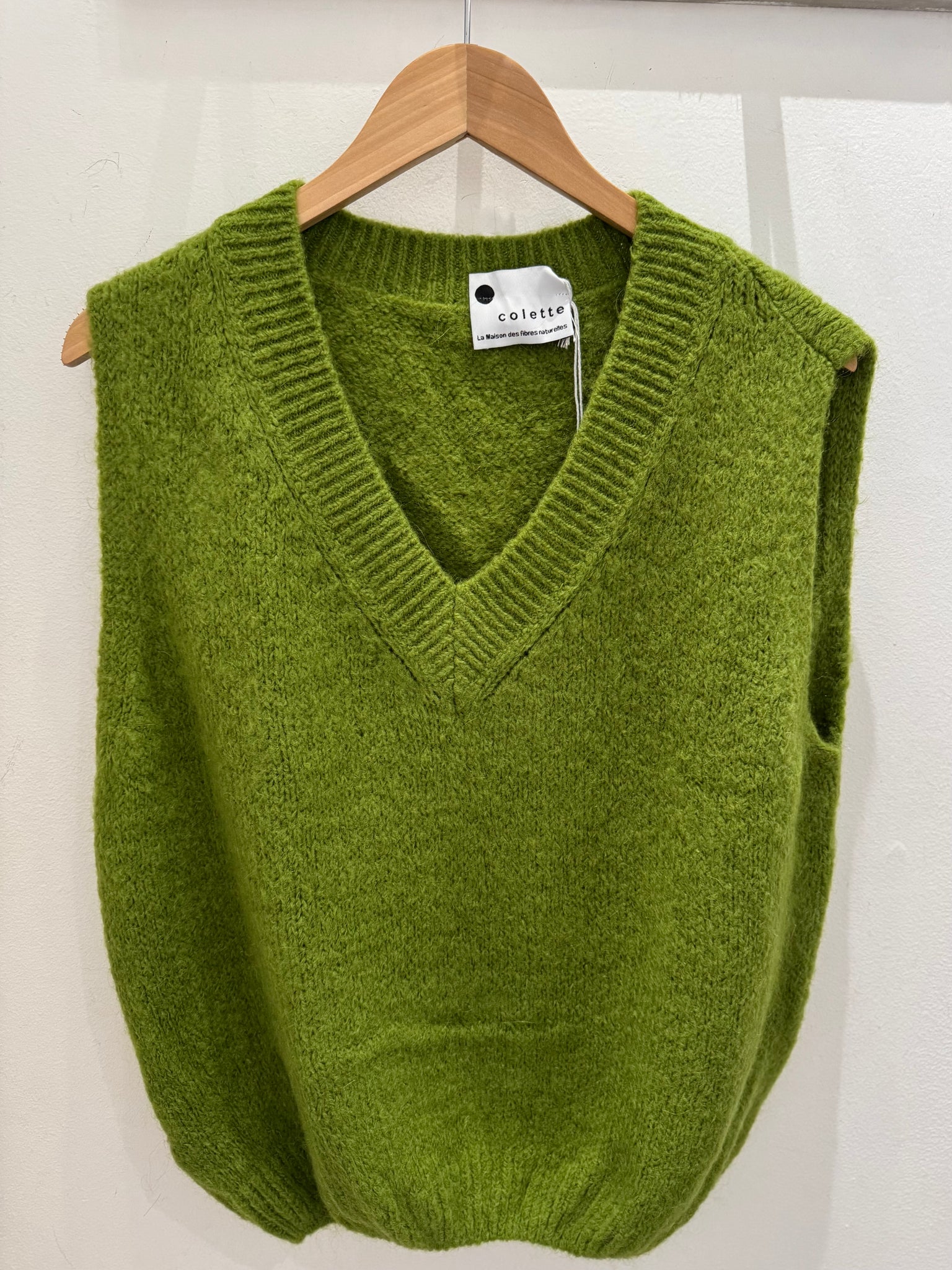 Apple Green Mohair Knitted Tank Top