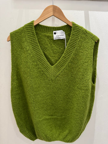 Apple Green Mohair Knitted Tank Top