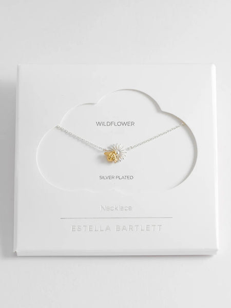 Silver Flower and Bee Necklace by Estella Bartlett