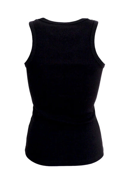 Black Ribbed Vest by Black Colour