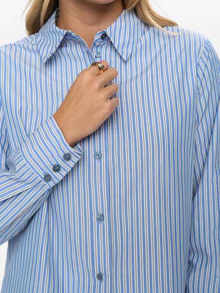 Hydrangea Blue Striped Boxy Shirt By Nümph
