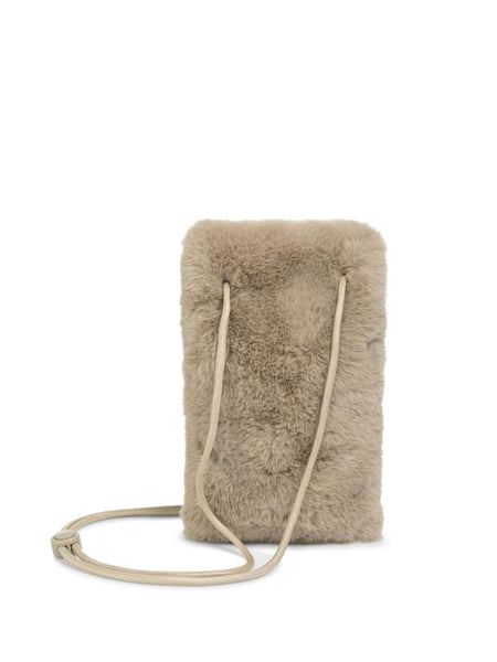 Beige Faux Fur Phone Bag By Yaya