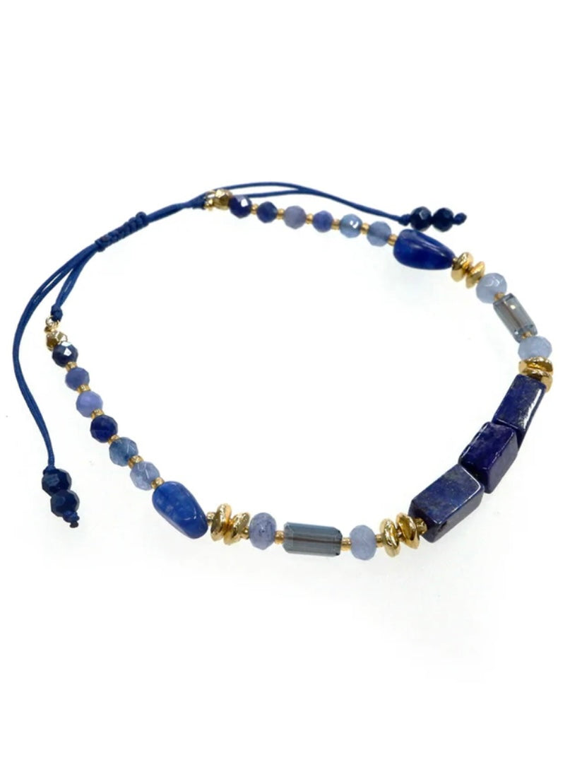 Blue Semi-Precious Gemstone Handcrafted Bracelet By Annabella Moore.