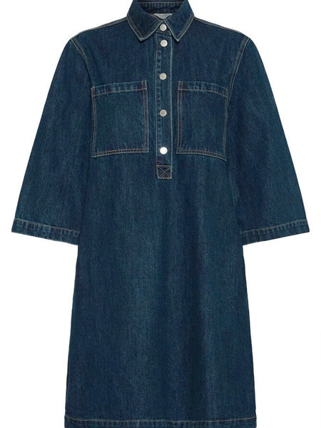 Dark Blue Denim A Line Dress by B Young