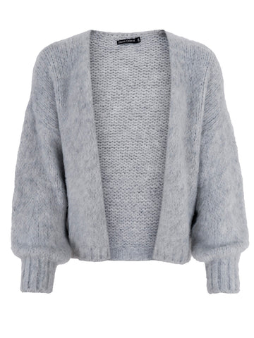 Grey Knitted Cardigan by Black Colour
