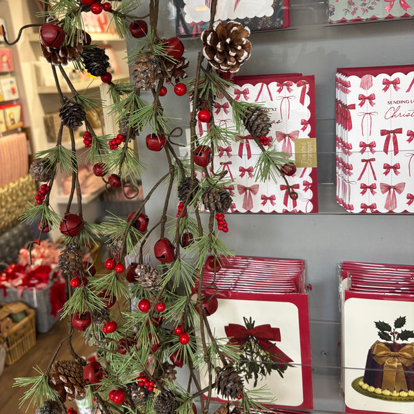 Red Berry Garland Pinecones and Bells