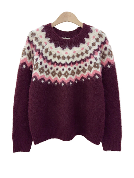 Burgundy Fair Isle Super Soft Jumper by Lili and Lala